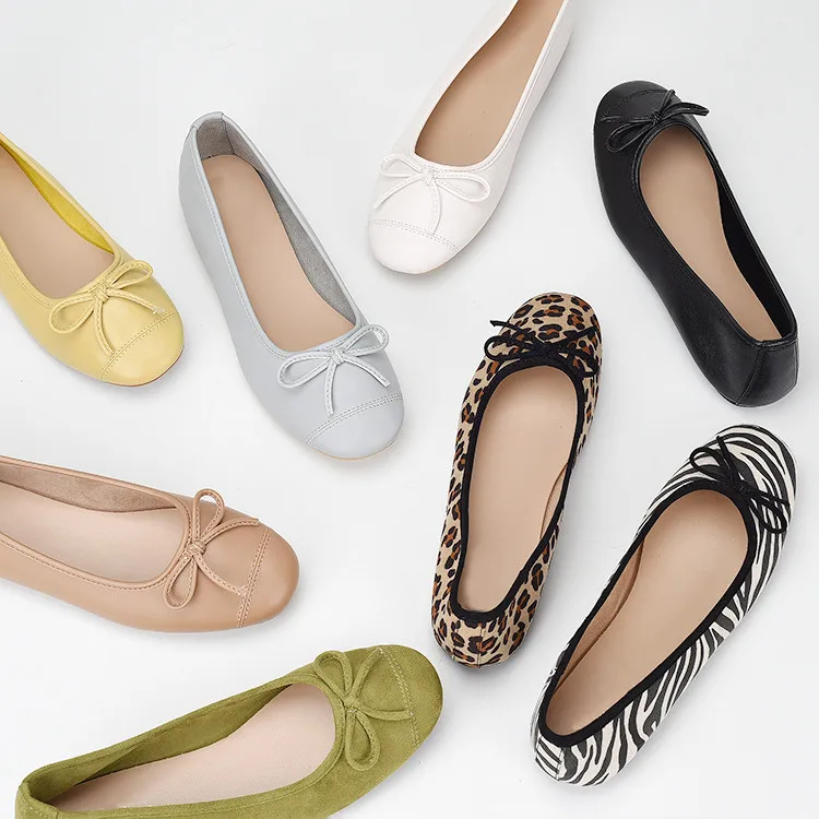 

Shoes Womens Sneakers Roses Leopard 2022 Casual Round Toe Sweet Shallow Rubber Leisure PU Basic Butterfly-knot Flat leopard Slip