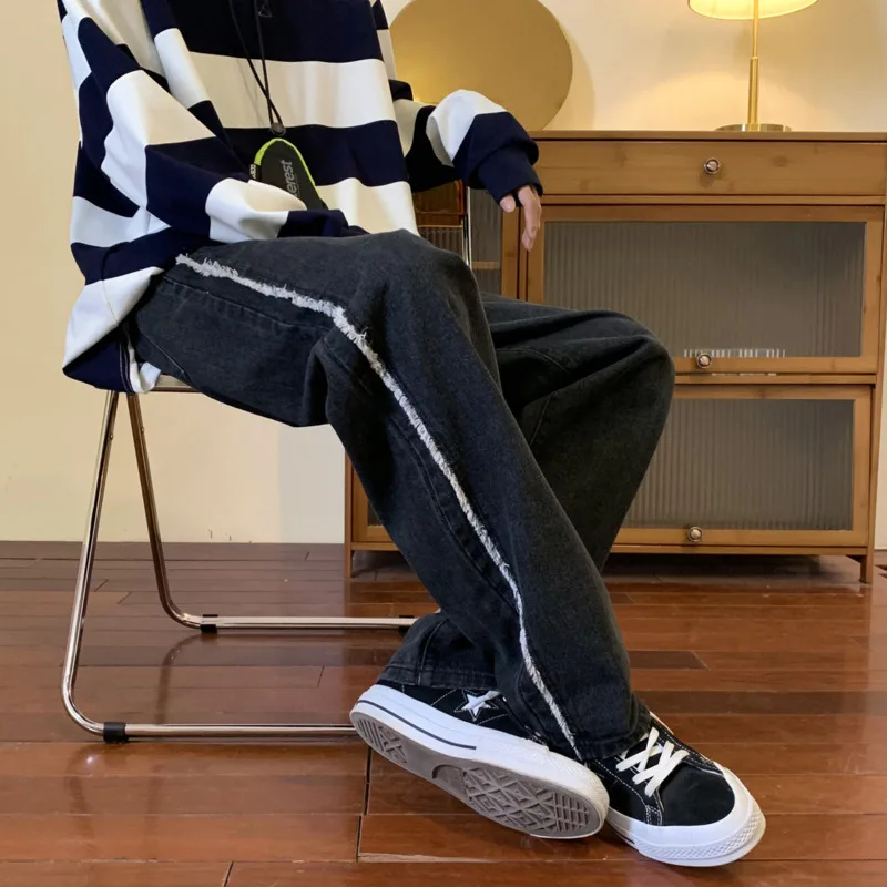 3 Colors Baggy Jeans Men's Fashion Retro Casual Straight Jeans Men Streetwear Hip Hop Loose Wide Leg Denim Pants Mens Trousers