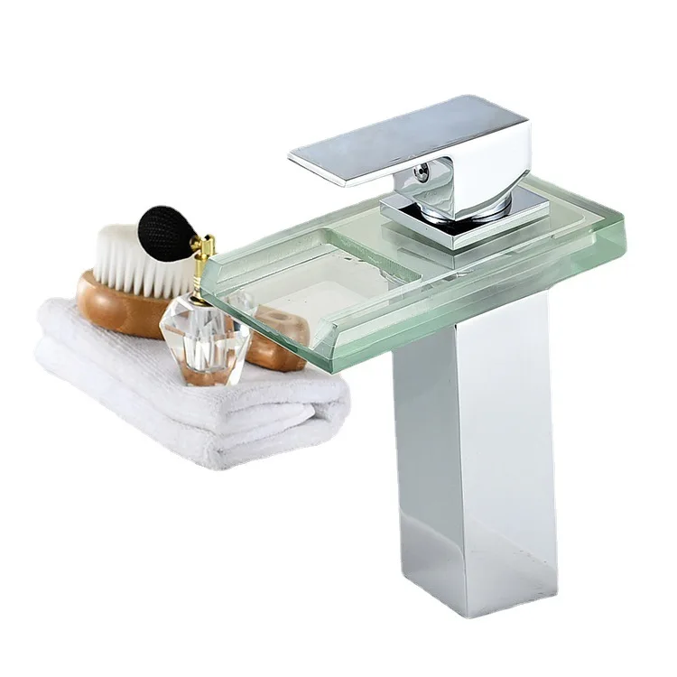 

Смеситель для ванной со светодиодным водопадом, латунный кран для холодной и горячей воды, меняет цвет от температуры