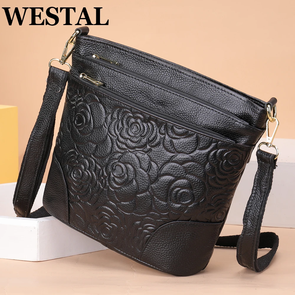 WESTAL Women's Shoulder Bag Genuine Leather Purse Black Crossbody Bags for Women Luxury Designer Woman Bags Ladies bolsas 8363