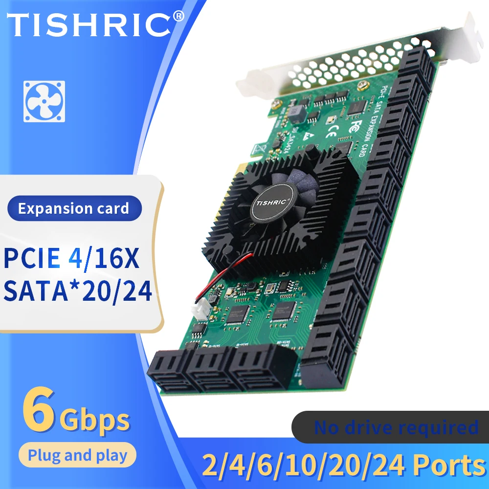 Плата расширения PCIE Sata, 1x 4x 16x на 2/6/10/16/20/24 порта SATA 3,0 PCI Express, контроллер Pci Sata, 6 Гбит/с, плата расширения