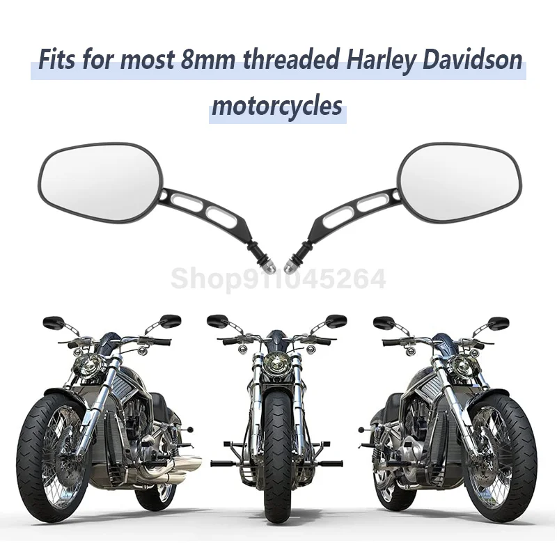

Motorcycle Side Mirror 8mm Universal Threaded Durable Rear View Left Right Mirror Fit For Harley 883 1200 48 Touring Dyna