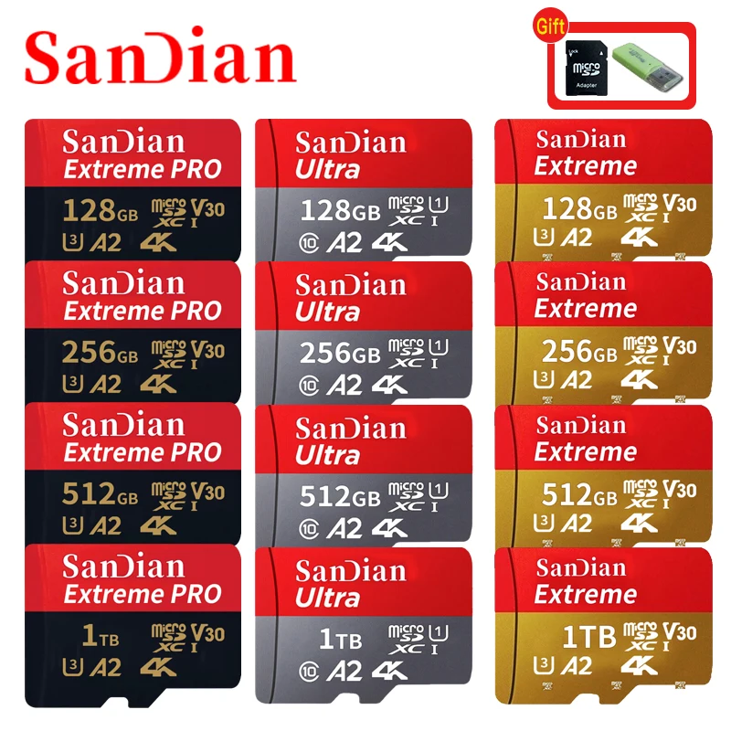 

100% Original 128GB 30MB/s A2 Memory Cards camera card 128GB 256GB Micro sdcard Class 10 flash card 512GB/1TB Microsd TF/SD Card