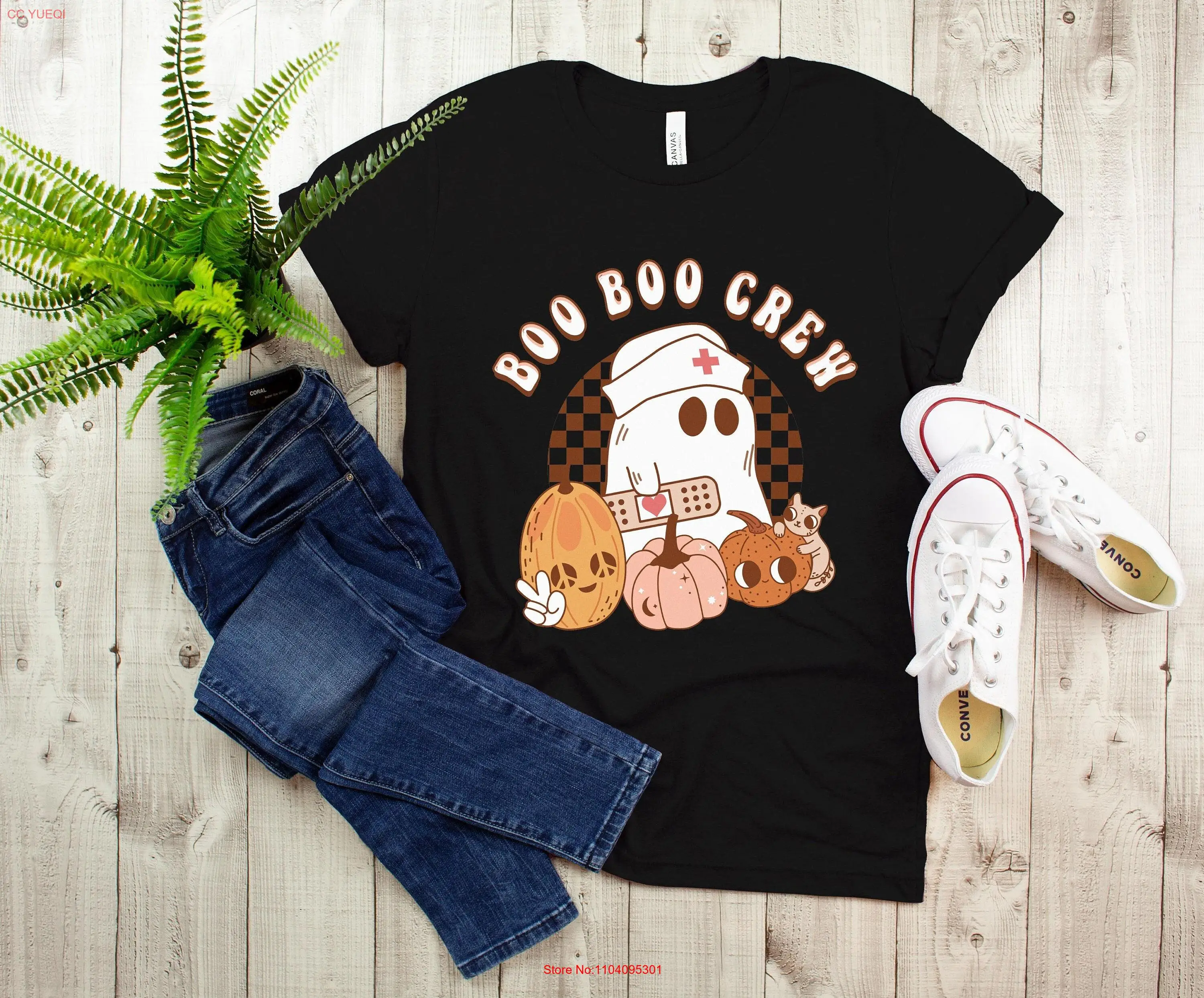 Boo Crew T Shirt Nurse Halloween Fall Spooky Funny For Pumpkin Wintage long or short sleeves