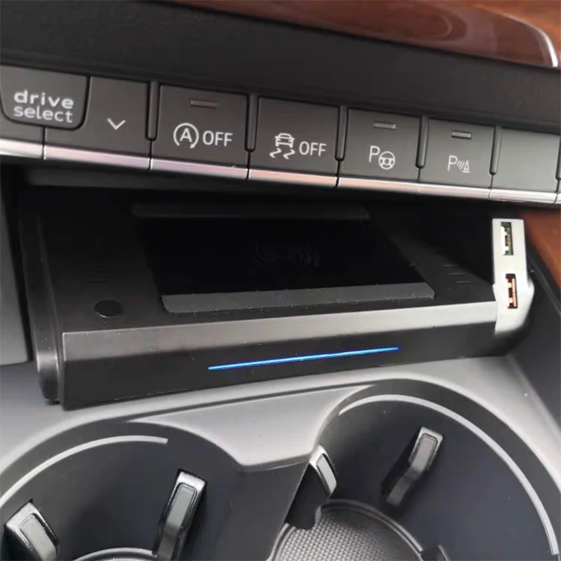 

Автомобильное беспроводное зарядное устройство QI, 15 Вт, панель для быстрой зарядки для Audi A4 B9 S4 RS4 A5 2017 2018 2019 2020 2021, аксессуары
