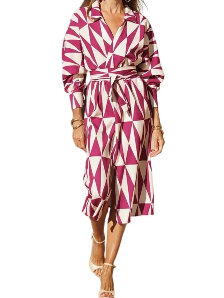 

African Shirt Dress Women Turn Down Collar Robes Africa Clothing Autumn New Print Streetwear Elegant Long African Dress Vestidos