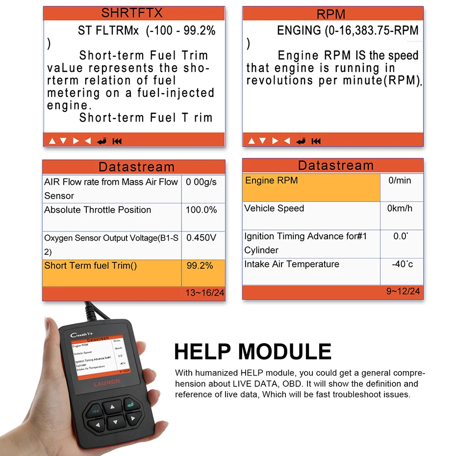 Автомобильный диагностический сканер LAUNCH Creader V + OBD 2 считыватель кодов ngine EOBD OBDII |