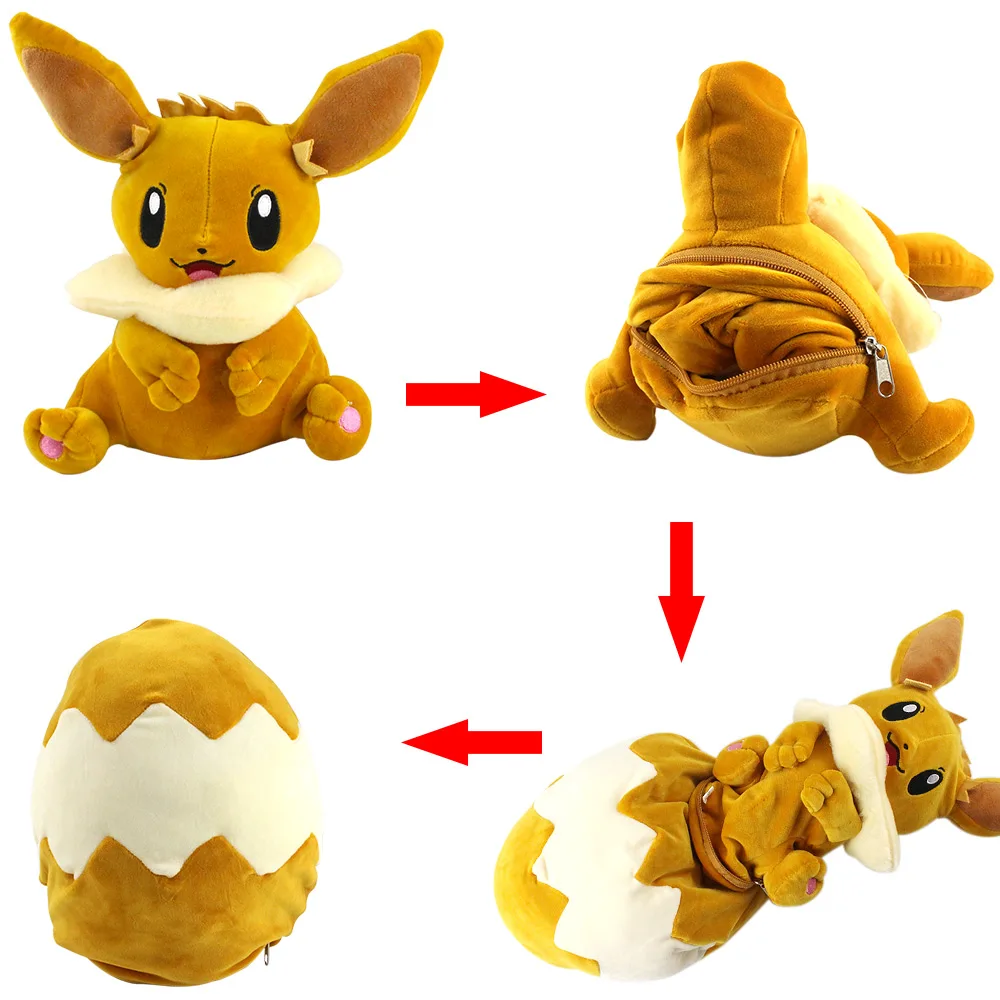 

Kawaii Pokemon Eevee Pikachu Bulbasaur Changing Egg Reversible Cartoon Plush Toy Soft Stuffed Doll Pillow for Children Kids Gift