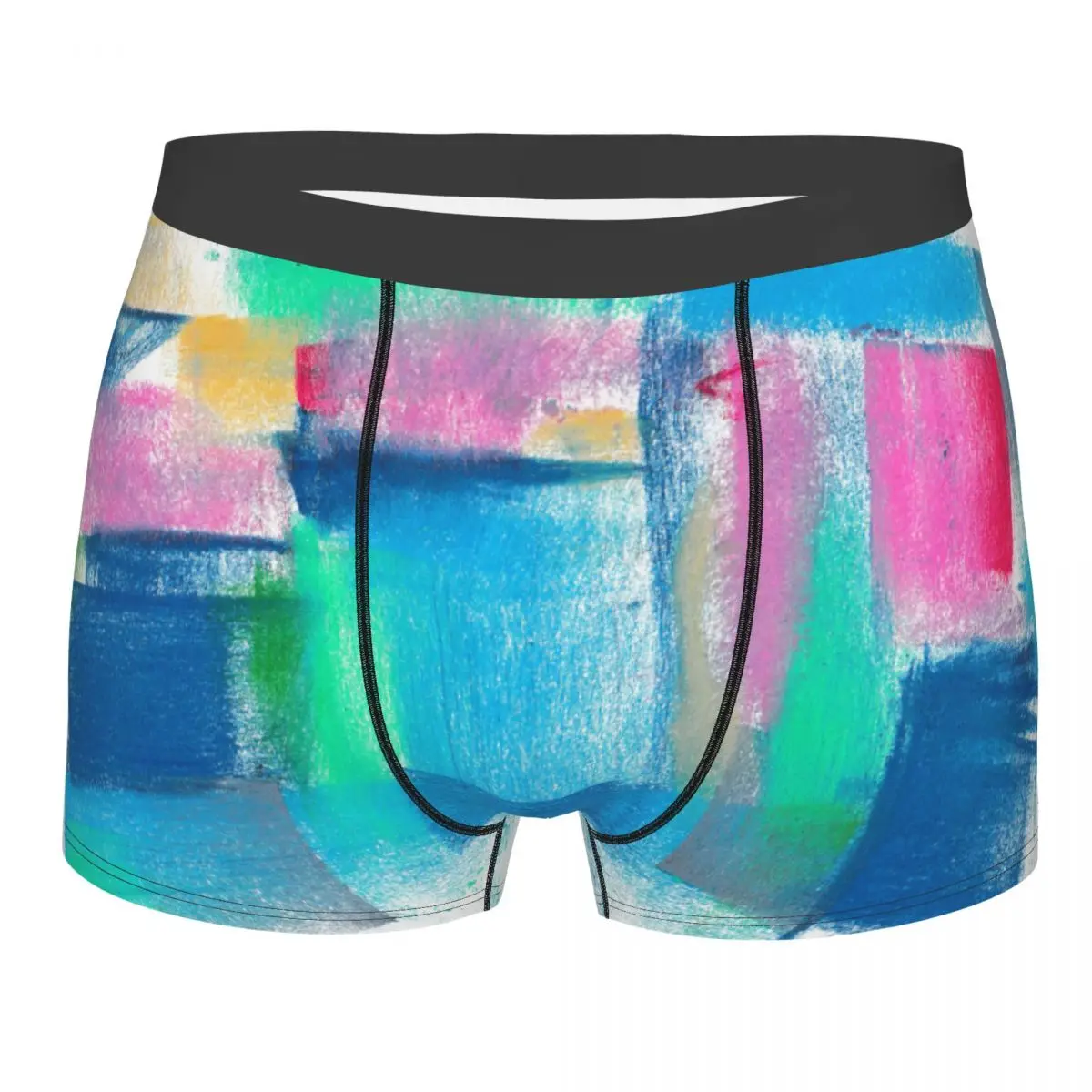 

Men's Painting Pink Background Boxer Briefs Shorts Panties Soft Underwear Blue Teal Abstract Art Funny Plus Size Underpants