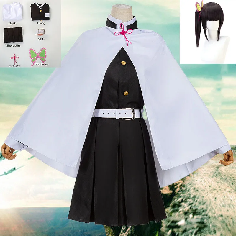 

Adult Kids Anime Demon Slayer Cosplay Costumes Kimetsu no Yaiba Kanao Tsuyuri Kanawo Kimono Outfit Halloween Costume Suit Wig