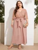 toleen large plus size women pink party festival wedding dress for summer chic and elegant long maxi dresses oversized clothing