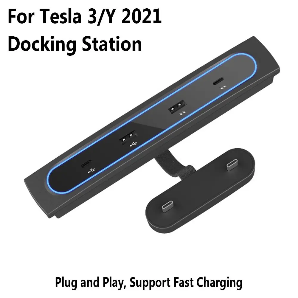 

4 In 1 Interior Refit Center Console USB Shunt Hub Docking Station 27W Quick Charger For Tesla 2021 Model 3/Y