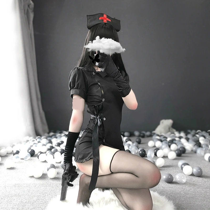 

Harajuku Punk Nurse Uniform Ultrashort Dress Sexy Underwear Women Split Skirt Home Sleepwear Cosplay Uniform Showgirl Costumes