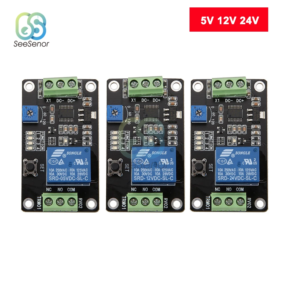

DC 5V 12V 24V TRM01 Delay Relay Module Timer Self-locking Delay Switch High-level Trigger Delay Relay Board