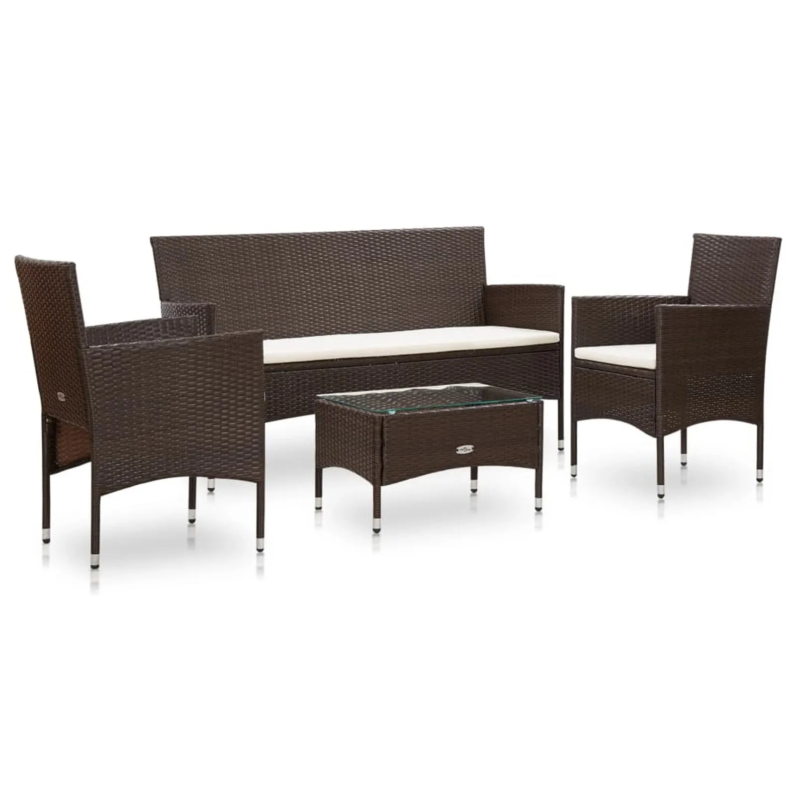 

4 Piece Garden Lounge Set With Cushions Poly Rattan Brown