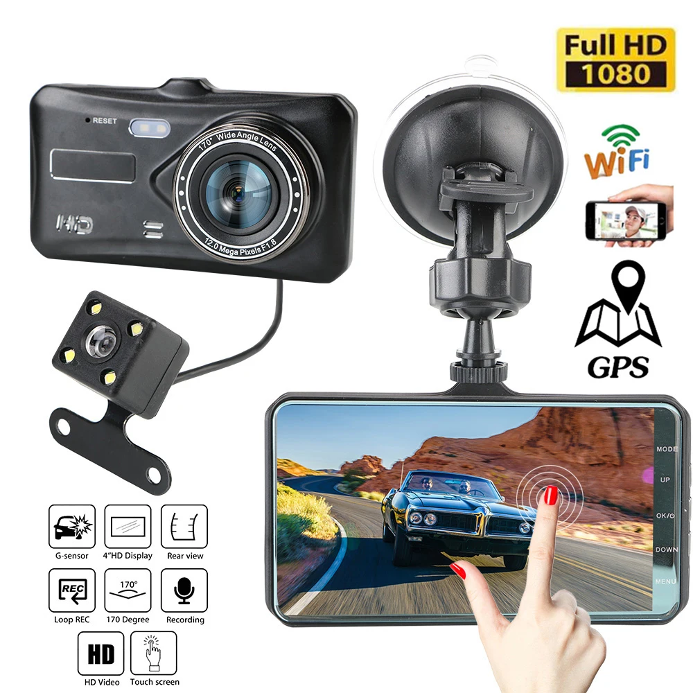 

Видеорегистратор автомобильный, 4,0 дюйма, Full HD 1080P, GPS