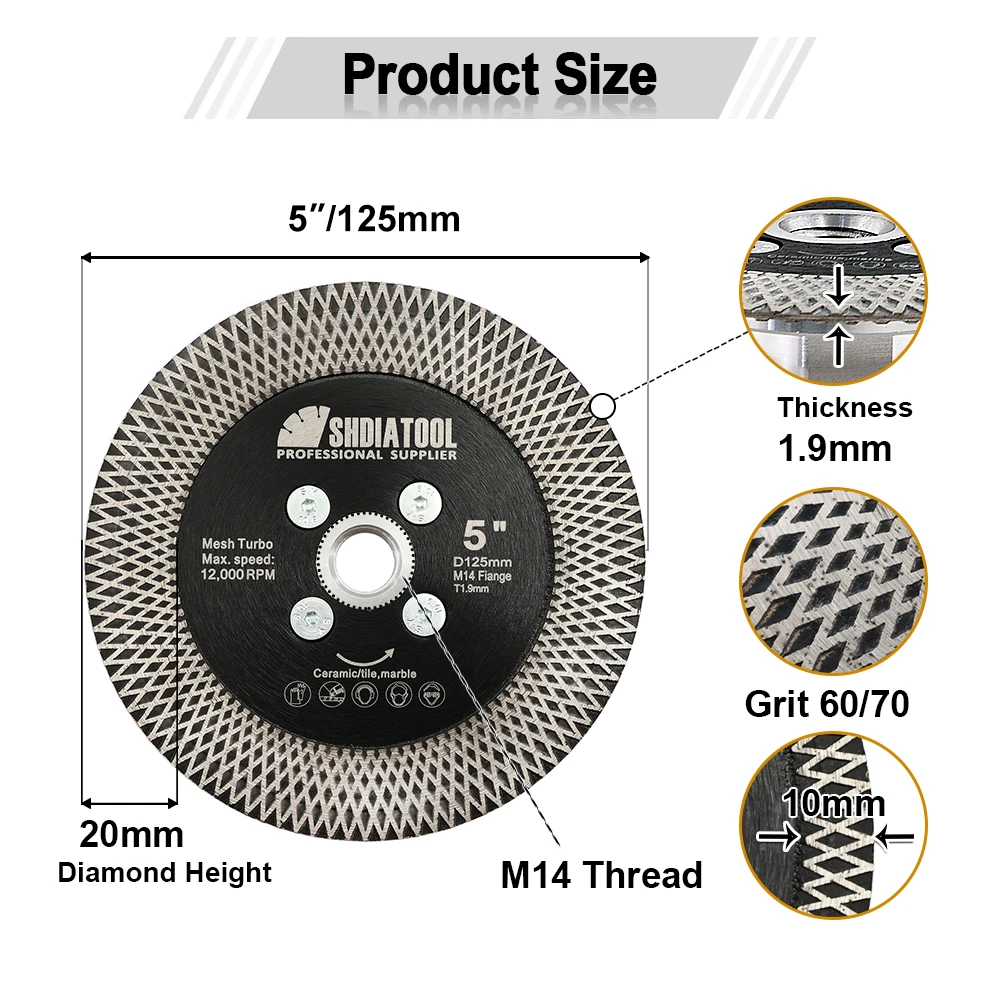

SHDIATOOL Алмазный диск для резки и шлифовки 105/115/125 мм