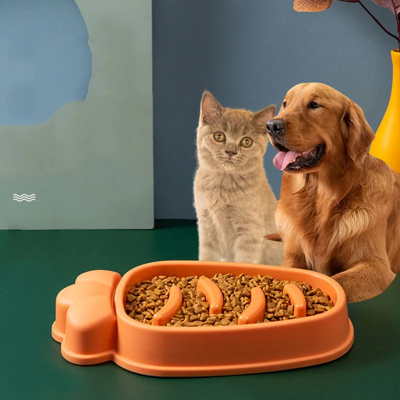 

Миска для медленного питания для домашних животных, антиударная миска для риса в форме моркови, для щенков, кошек, миска для задержки еды, предотвращение ожирения, товары для кормления собак