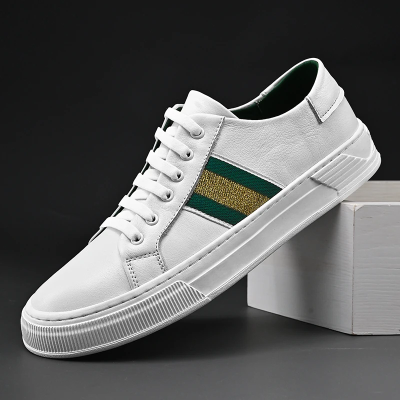 

New Luxury Brand Men Flats Casual Shoes Leather Man Sport Casual Shoes Fashion Walking Shoes For Mens White Men Lace Up Sneakers
