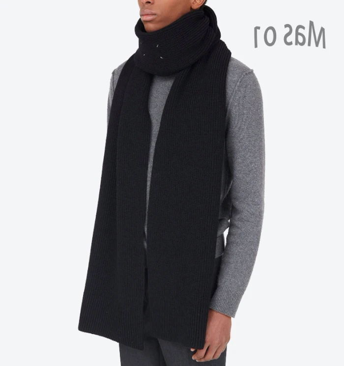 

Autumn Winter New Fashion Classic Trendy Brand Luxury Design Casual Versatile Four Corner Logo Scarf Knitted Scarf Unisex M6