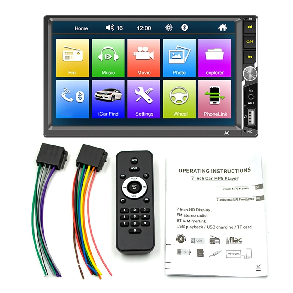 

Автомагнитола 2 Din, 7 дюймов, HD, мультимедийный проигрыватель, сенсорный экран 2 Din, автомобильная аудиосистема, Bluetooth, USB, FM, камера, автомобильный MP5-плеер