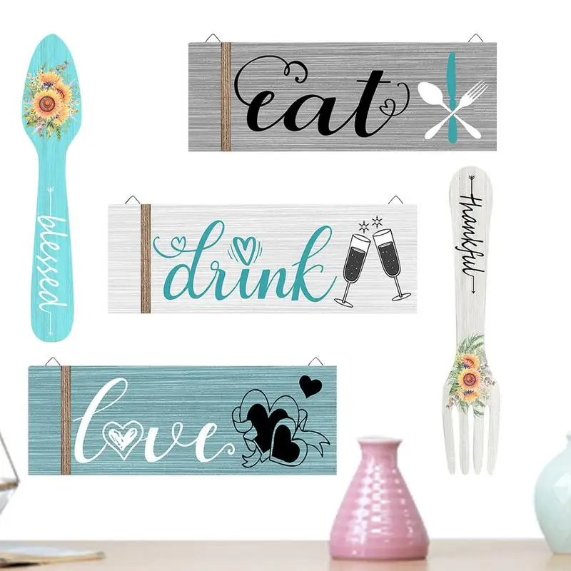 

Sunflower Wooden Eat Sign Fork And Spoon Wall Cutting Board Sign Set Rustic Sunflower Kitchen Decor For Farmhouse Outdoor Summer