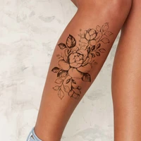 temporary tattoo stickers plain flower peony rose branches leaves fake tattoos waterproof tatoos arm large size for women girl