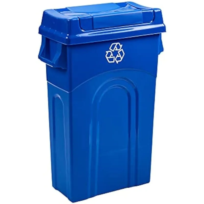 

Highboy Recycling Bin with Swing Lid, 23 Gallon, Space Saving Slim Profile and Easy Bag Removal, Handles for Easy Carrying