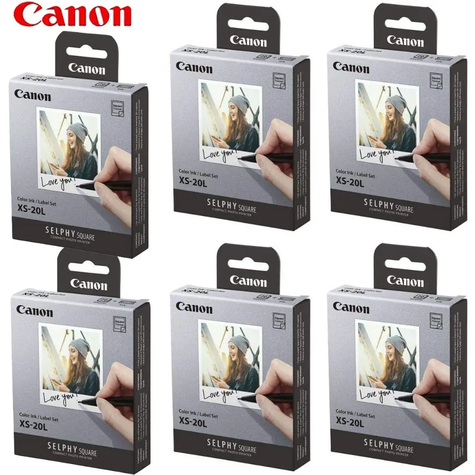 

(120 sheets photo paper & 6 ink cartidge) Original Canon XS-20L Selphy Square Color Ink & Label Set suit for QX10 Selphy Printer