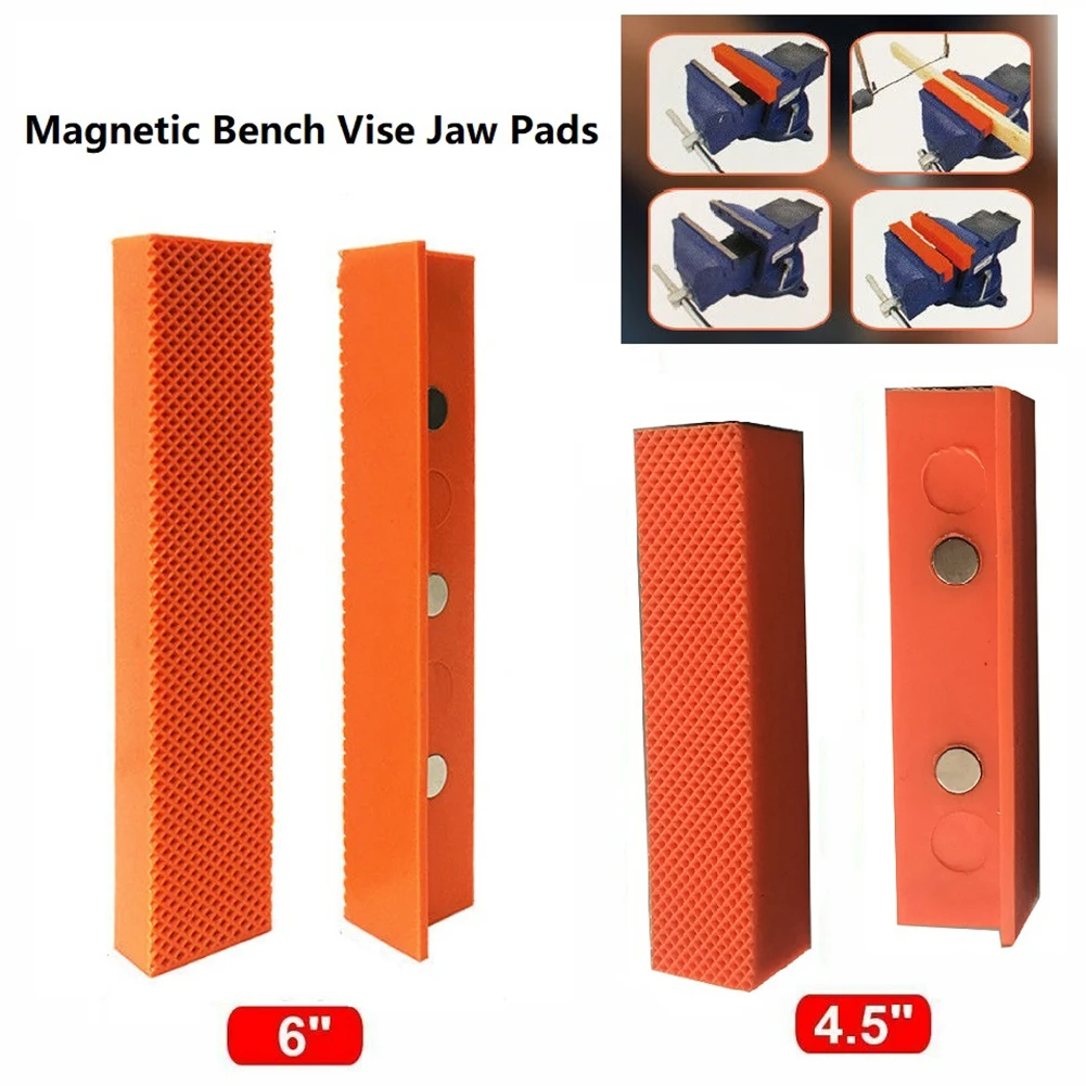 

2pcs 4.5/6 Inch Vice Jig Pads Magnetic Soft Pad Jaw Rubber For Metal Vise Bench Machine Tools Multi-purpose Protector