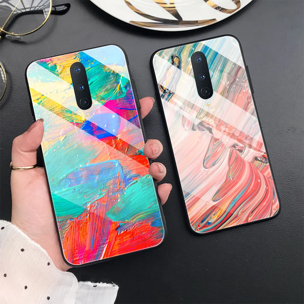 

Colorful Graffiti Tempered Glass Case for Oneplus Nord N100 N10 Luxury Shells for Oneplus 9 Pro 9R 9RT 5G 8 8T 7 7T Cover Funda