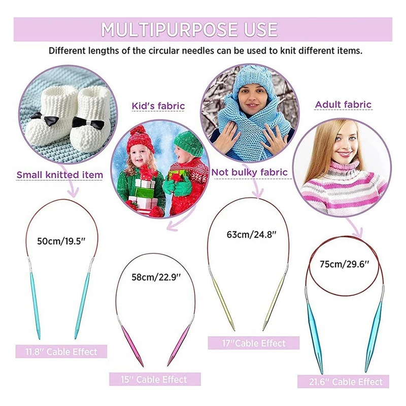 26 шт. сменные спицы для вязания 13 размеров