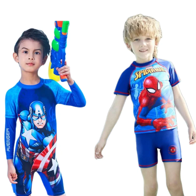 

Avengers Spider-Man Iron Man Cartoon Boys Sunscreen Split Swimsuit Hot Spring Big Boy Personality Surfing Suit Summer Swimsuit