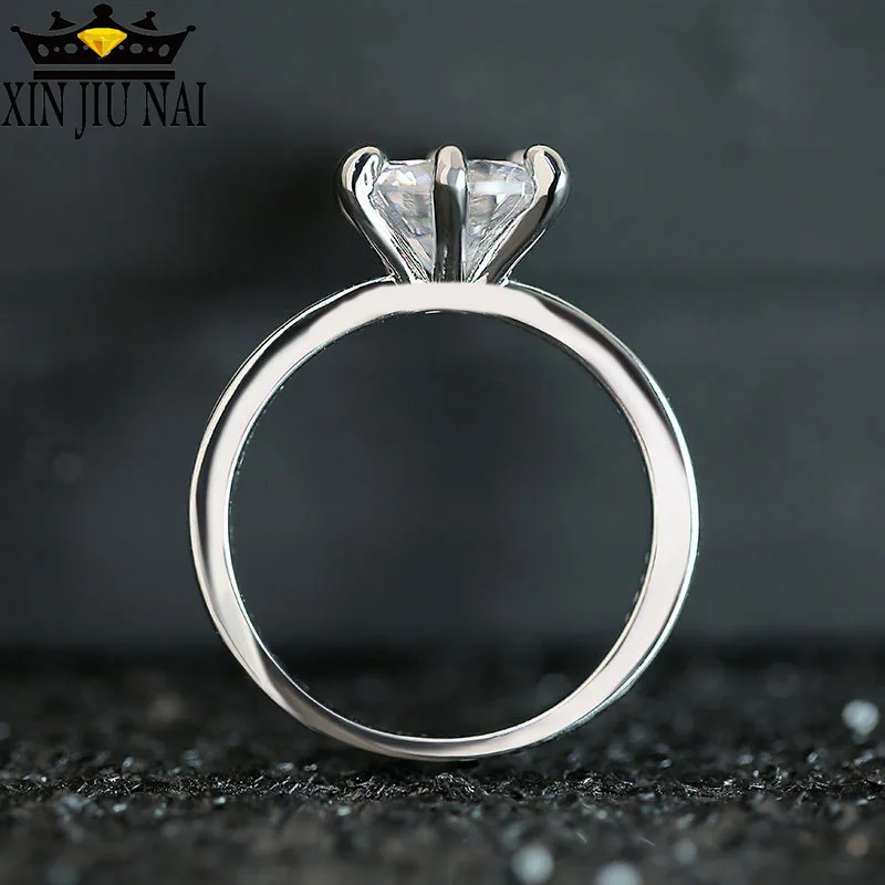 Кольцо женское с 6 зубцами и инкрустацией роскошное модное ювелирное украшение