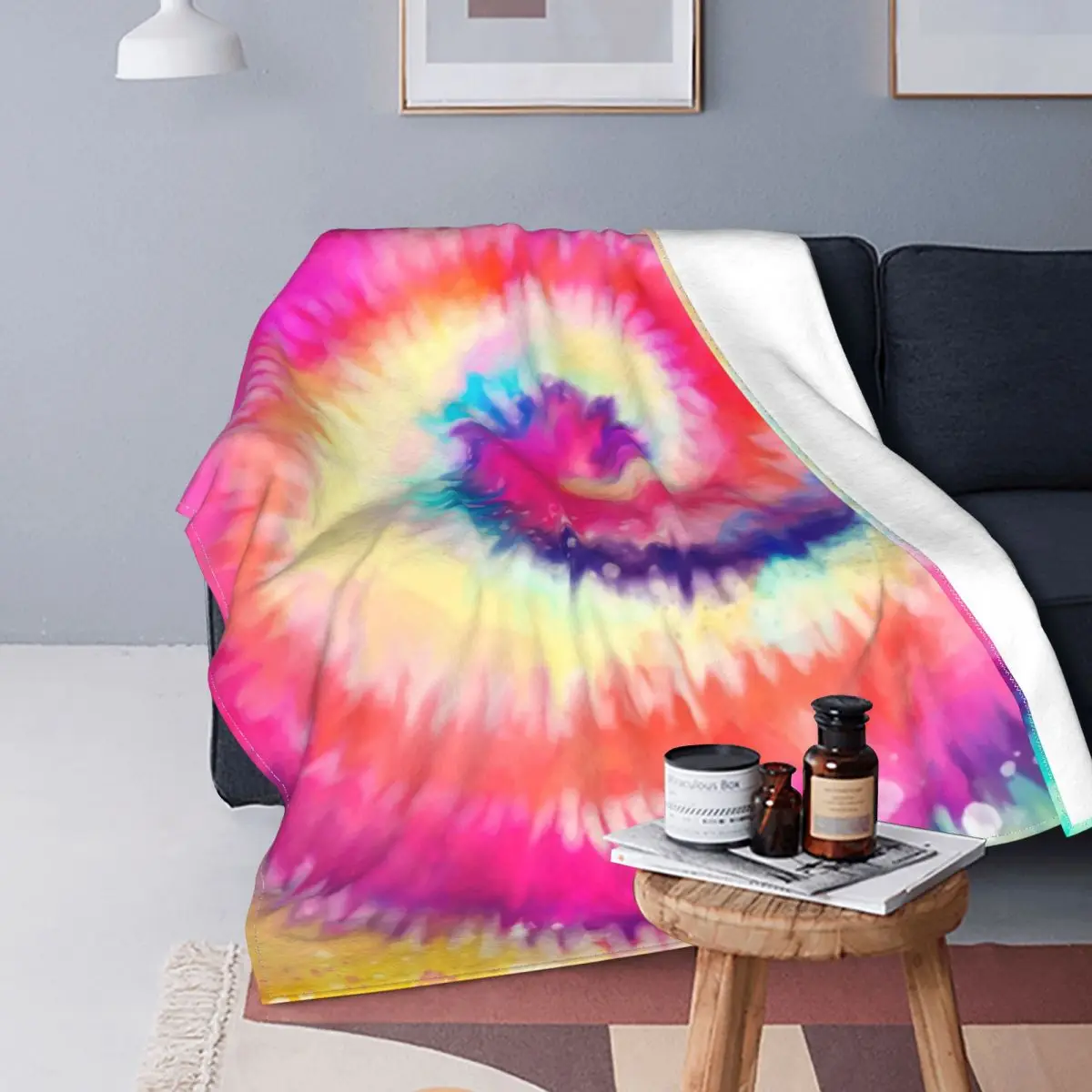 Одеяло с эффектом омбре флисовое мягкое одеяло розового и желтого цвета радужным