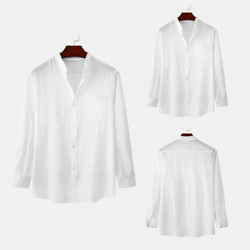 

Korean Version Casual Solid Color Men's Long-sleeved Shirt Hawaiian Style Fashion Cardigan Shirt Youth Slim Shirt