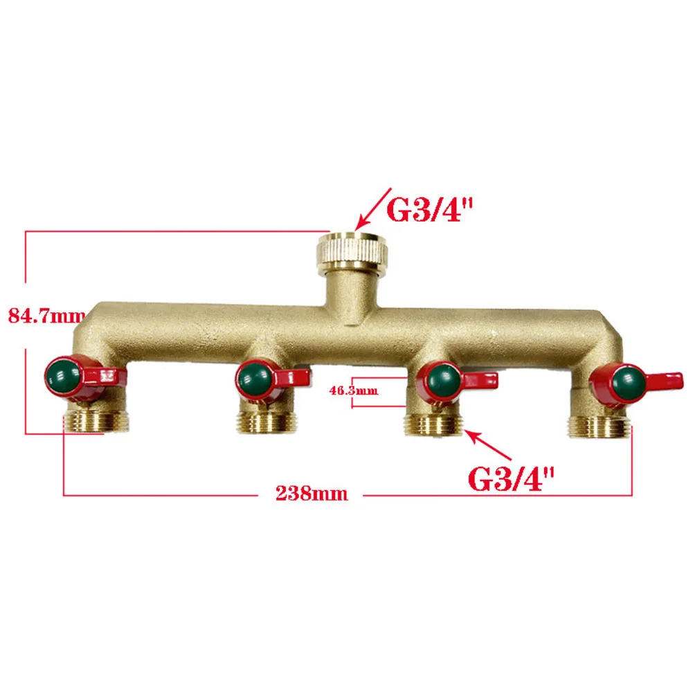 

4-way Brass Water Tap Distributor 3/4 Inch Water Distributor 4way Garden Hose 4-way Distributor Garden Watering System