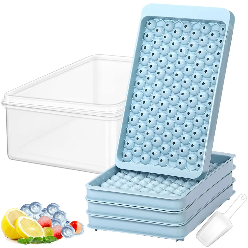 

Ice Cube Tray with Bin & Scoop 104 Cubes Ice Tray Easy Release Ice Cube Mold for Freezer Stackable Ice Ball Tray with Container