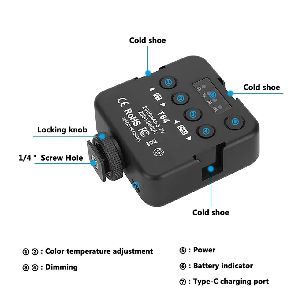 HDRIG светодиодный светильник портативная фотография на камере 2500K-9000K двухцветное