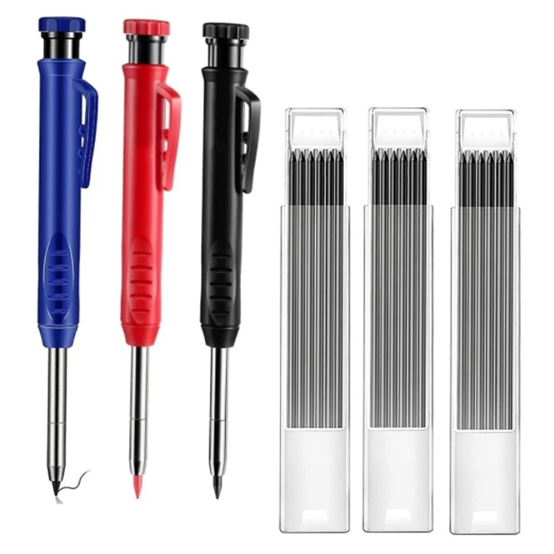 

Solid Carpenter Pencil Set, Built-In Sharpener For Construction, Deep-Hole Mechanical Marker, Woodworking