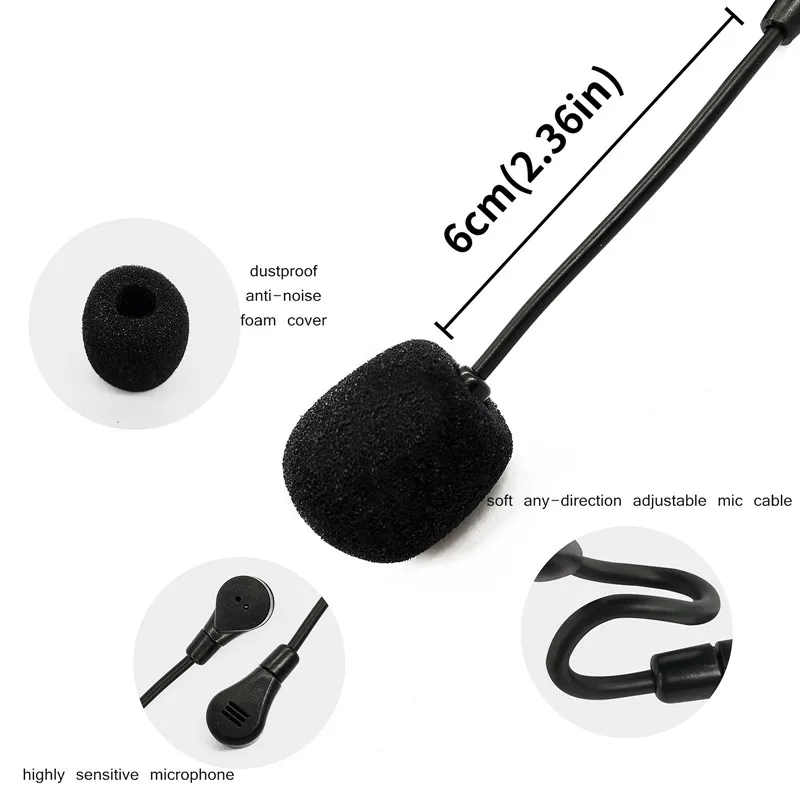 Noise Reduction Walkie Talkie Headset with Boom Mic 2 Pin Overhead Earpiece for Retevis RT22 RT21 H-777 RT68 Baofeng UV-5R Radio