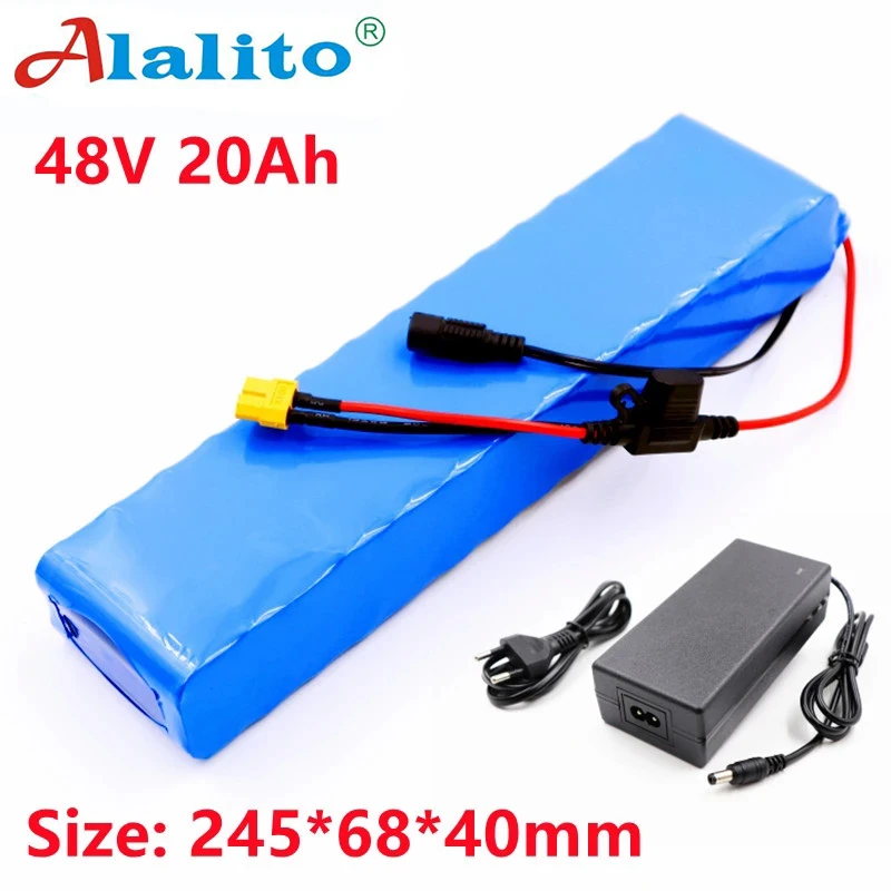 E-bike Battery 48v 20Ah 18650 Lithium Ion Battery Pack 13S2P Bike Conversion Kit Bafang 1000w and 54.6V 2A Charger + XT60 E-bik