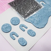 leaf swirling pattern polymer clay texture stamp sheet diy clay jewelry emboss mat clear impression clay stamps scrapbooking