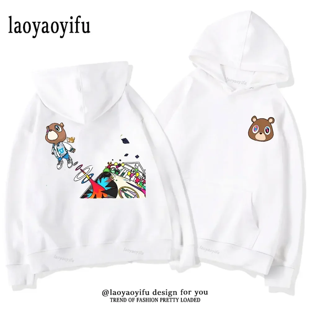 Ретро-худи Kanye West College в стиле 90-х свитшот с длинным рукавом Корейская версия