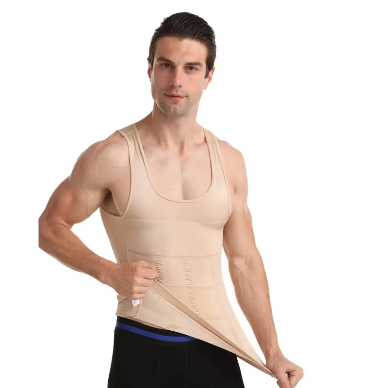 

New Men Slimming Body Shaper Waist Trainer Vest Tummy Control Posture Shirt Back Correction Abdomen Tank Top Shaperwear