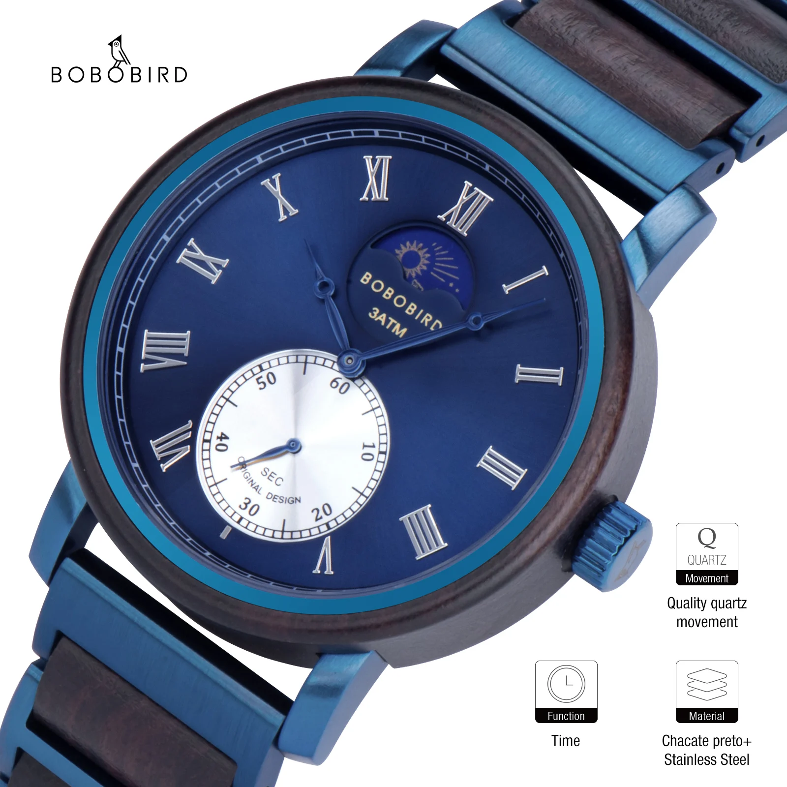 Man Watch For Men Luxury Wrist Men's Watches Wood Stopwatch Chronograph Wristwatches relogio masculino Male Watch Timepieces
