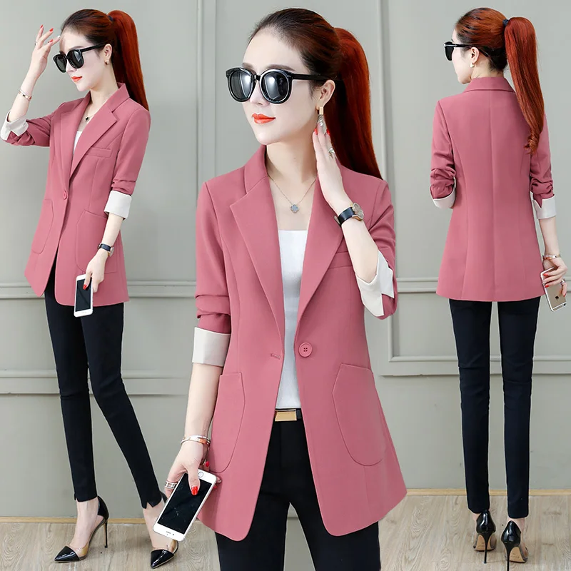 5XL пиджак Женский блейзер Новый стиль весенняя одежда мода Slim с длинными рукавами
