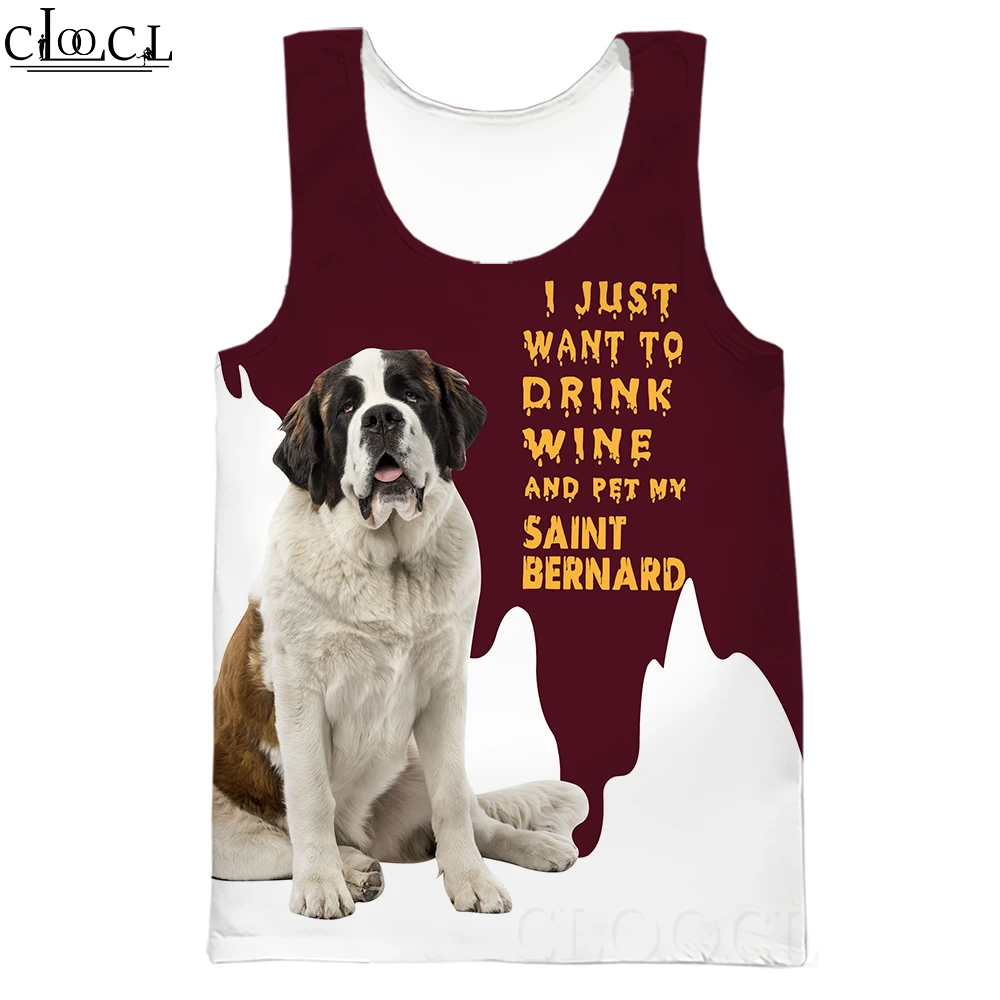 

CLOOCL Men Tank Tops Beautiful Animal St Bernard 3D Printed Vest Harajuku Style Street Casual Fitness Sleeveless Pullover Tops