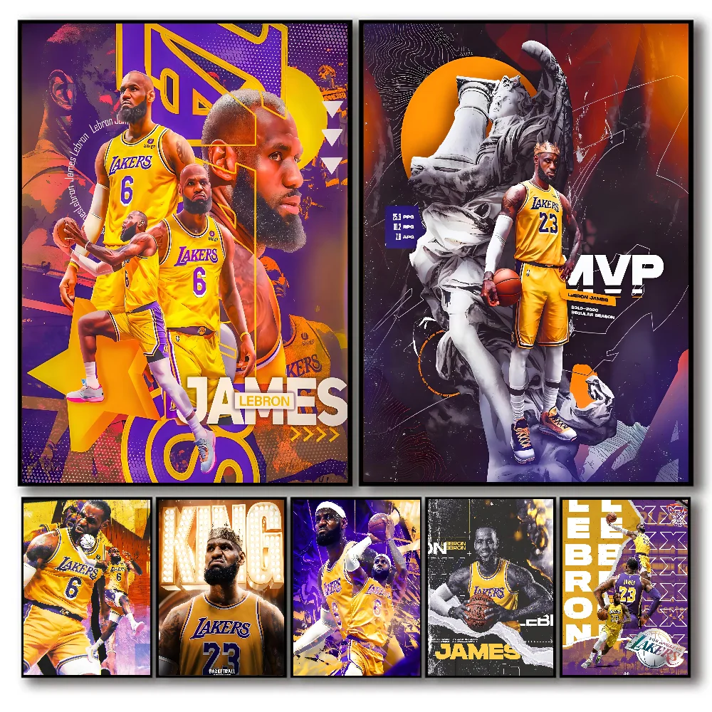 Баскетболист L-LeBron Джеймс плакат с бумажным принтом для дома гостиной спальни
