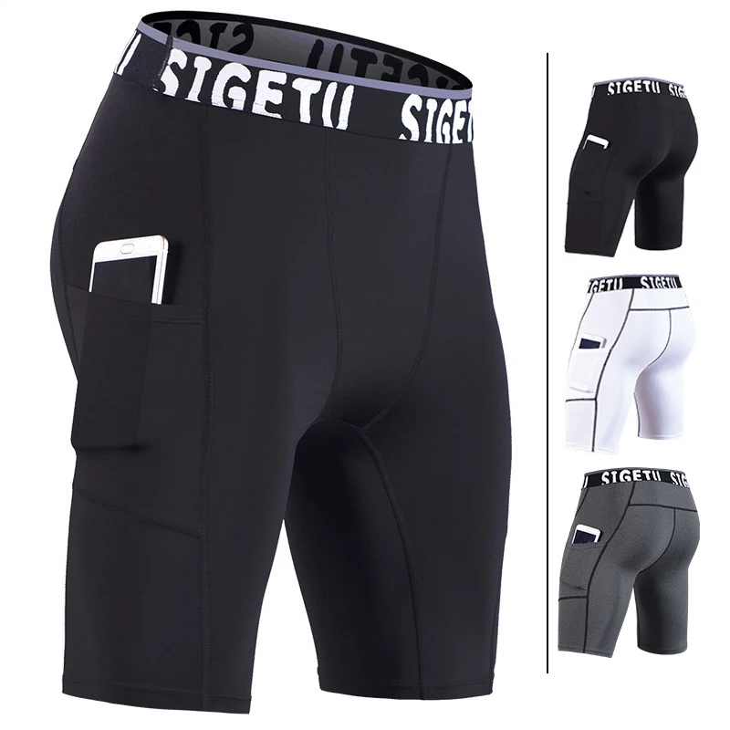 

Эластичные Компрессионные Мужские трико для бега в тренажерном зале с карманом быстросохнущая Спортивная одежда для бега фитнеса летние б...